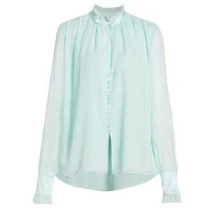 JONATHAN SIMKHAI Marlene Long Sleeve Silk Blouse In Salt Water